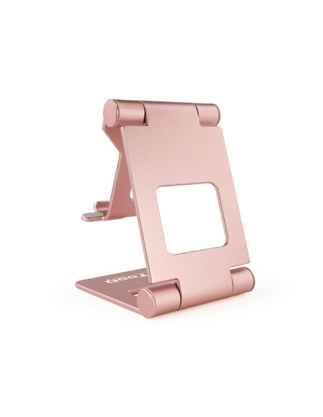 TooQ Soporte de sobremesa ajustable para teléfono   tablet hasta 10”, Rosa Velvet