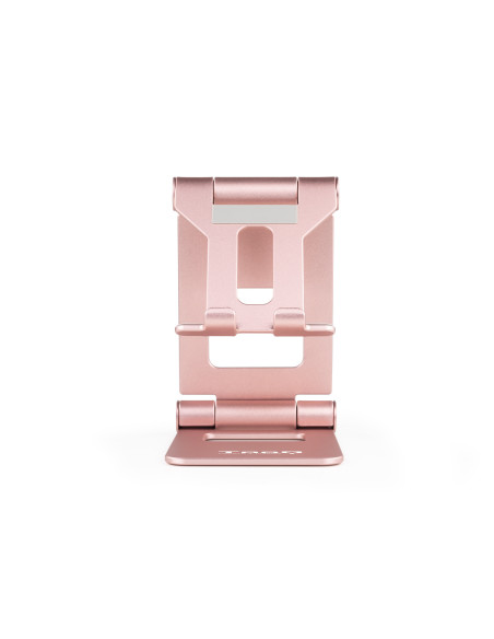 TooQ Soporte de sobremesa ajustable para teléfono   tablet hasta 10”, Rosa Velvet