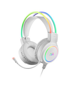 Mars Gaming MHRGBW, Auriculares Chroma RGB Flow, Micrófono Profesional, Sonido Espacial, Blanco