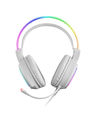 Mars Gaming MHRGBW, Auriculares Chroma RGB Flow, Micrófono Profesional, Sonido Espacial, Blanco