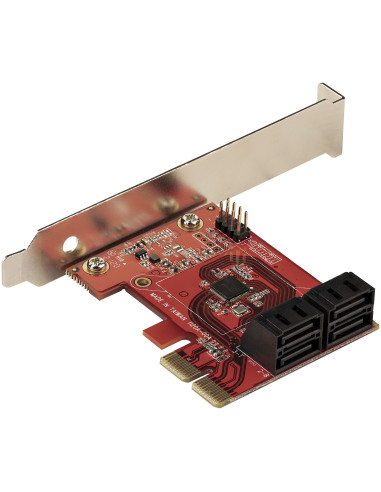 StarTech.com Tarjeta PCIe Controladora SATA de 4 Puertos - Tarjeta de Expansión PCI Express SATA - 6Gbps - Perfil Bajo Completo