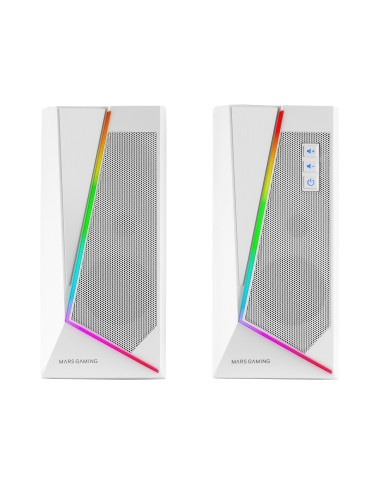 Mars Gaming ALTAVOCES 2.0 BLUETOOTH 5.0 MS7 WHITE 20W RMS ILUMINACION RGB DINAMICO PROCESADOR DSP