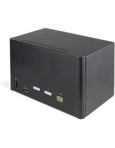 StarTech.com Switch Conmutador KVM de 2 Puertos DisplayPort 1.2 para 4 Monitores - DP HDR UHD 4K de 60Hz - Hub Ladrón de 2