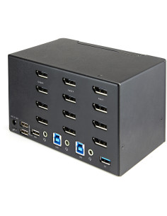 StarTech.com Switch Conmutador KVM de 2 Puertos DisplayPort 1.2 para 4 Monitores - DP HDR UHD 4K de 60Hz - Hub Ladrón de 2 2