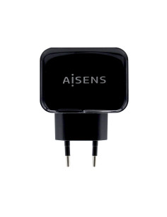 AISENS Cargador USB 17W 5V 3.4A, 2xUSB Con Control AI, Negro