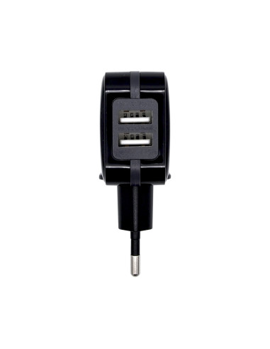 AISENS Cargador USB 17W 5V 3.4A, 2xUSB Con Control AI, Negro