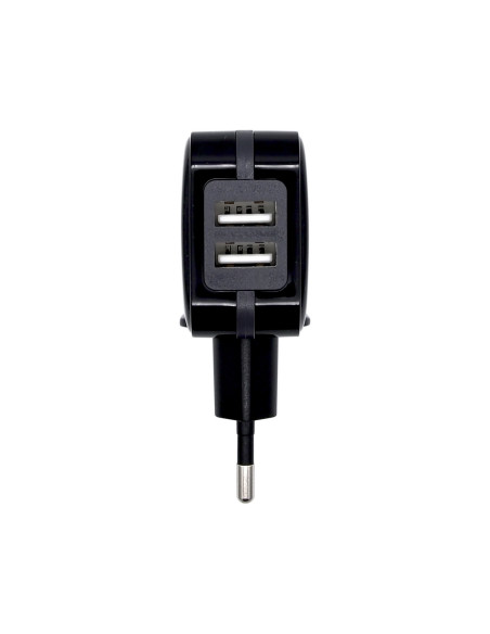 AISENS Cargador USB 17W 5V 3.4A, 2xUSB Con Control AI, Negro