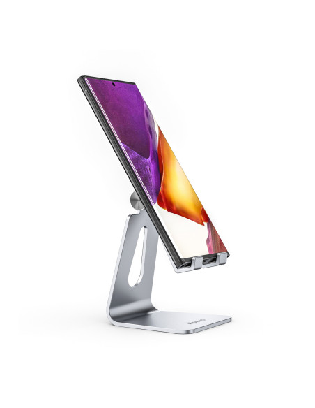 AISENS Soporte De Sobremesa Tamaño M Ajustable (1 Pivote) Para Movil   Tablet, Plata
