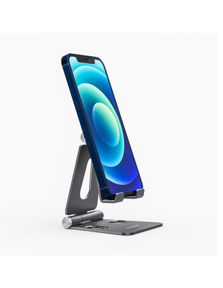 AISENS Soporte De Sobremesa Tamaño M Ajustable (2 Pivotes) Para Movil   Tablet, Gris