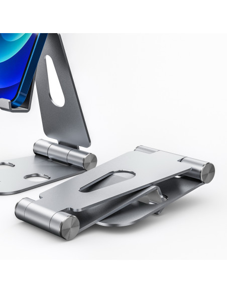 AISENS Soporte De Sobremesa Tamaño XL Ajustable (2 Pivotes) Para Movil   Tablet, Plata