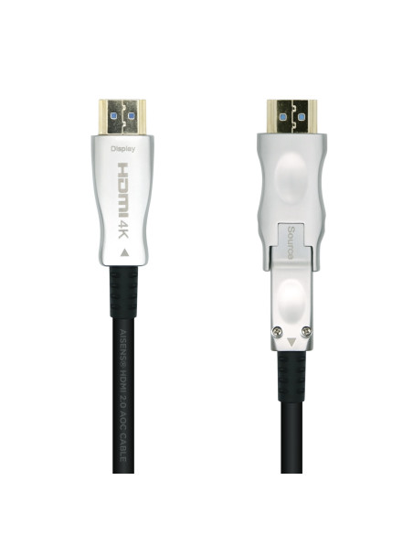 AISENS Cable HDMI V2.0 AOC Desmontable Premium Alta Velocidad   HEC 4k@60Hz 4 4 4 18Gbps, A M-D A M, Negro, 40m