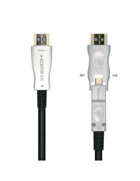 AISENS Cable HDMI V2.0 AOC Desmontable Premium Alta Velocidad   HEC 4k@60Hz 4 4 4 18Gbps, A M-D A M, Negro, 40m