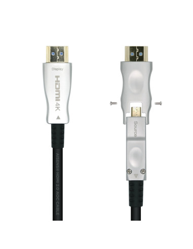 AISENS Cable HDMI V2.0 AOC Desmontable Premium Alta Velocidad   HEC 4k@60Hz 4 4 4 18Gbps, A M-D A M, Negro, 50m