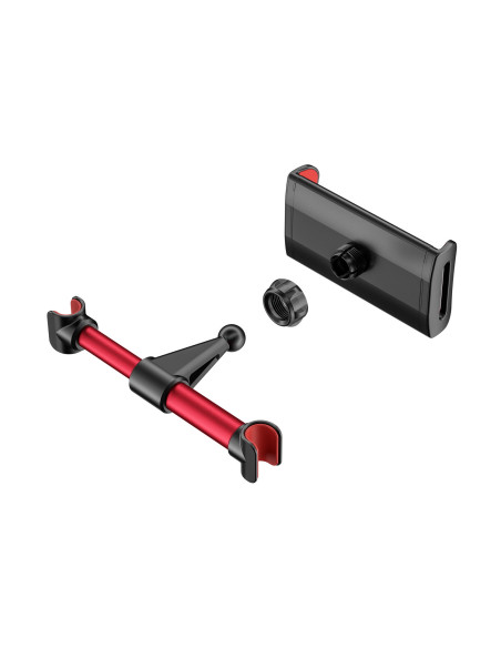 AISENS Soporte Coche Ajustable (1 Pivote) Para Reposacabezas Para Telefono   Tablet, Rojo