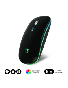 SUBBLIM Ratón Inalámbrico Bluetooth + RF RGB LED Dual Flat Mouse Black