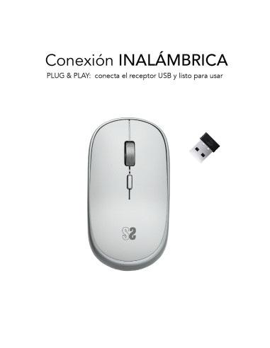 SUBBLIM Ratón Inalámbrico Mini Wireless Mini Mouse Silver