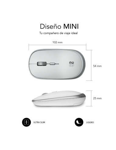 SUBBLIM Ratón Inalámbrico Mini Wireless Mini Mouse Silver