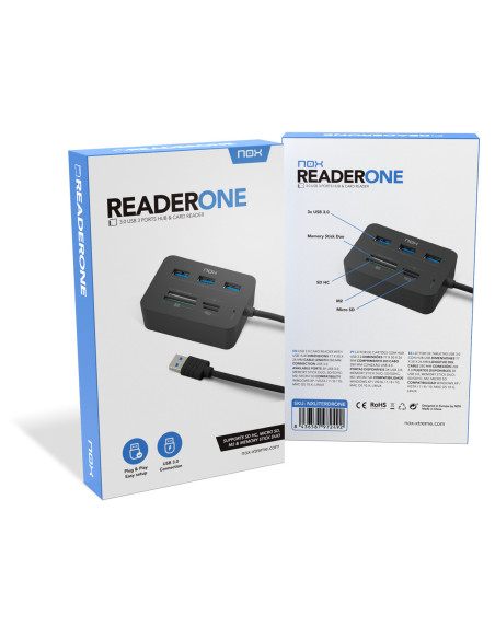 NOX Lite Reader One Alámbrico USB 3.2 Gen 1 (3.1 Gen 1) Type-A Negro