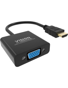 Vision TC-HDMIVGA BL adaptador de cable de vídeo 0,23 m HDMI tipo A (Estándar) VGA (D-Sub) Negro