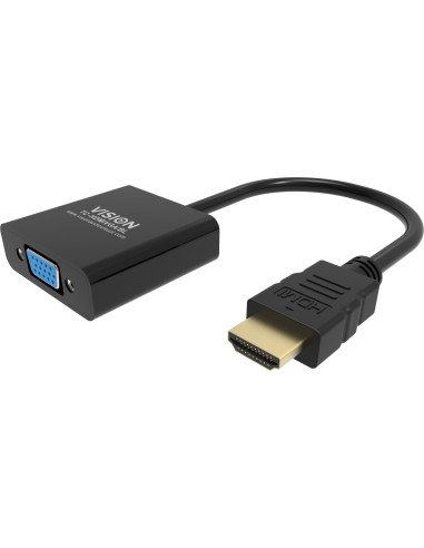Vision TC-HDMIVGA BL adaptador de cable de vídeo 0,23 m HDMI tipo A (Estándar) VGA (D-Sub) Negro