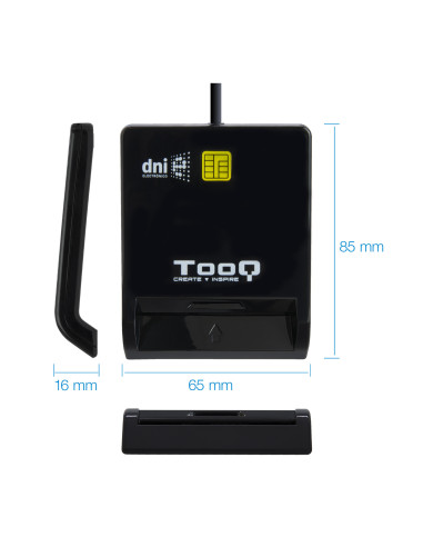 TooQ Lector de Tarjetas Inteligentes DNIe SIM USB-C, Negro
