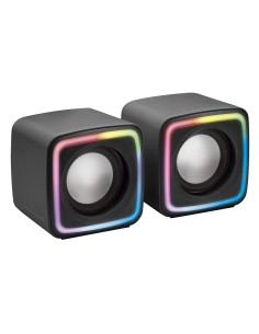 Mars Gaming MSCUBE Negro, Altavoces Gaming RGB Compactos, Procesador Sonido DSP 8W, Control Volumen