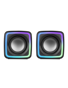 Mars Gaming MSCUBE Negro, Altavoces Gaming RGB Compactos, Procesador Sonido DSP 8W, Control Volumen 2