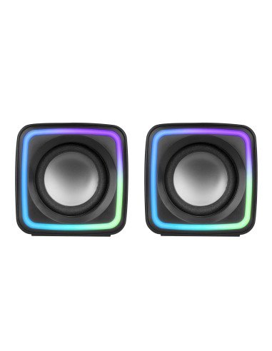 Mars Gaming MSCUBE Negro, Altavoces Gaming RGB Compactos, Procesador Sonido DSP 8W, Control Volumen