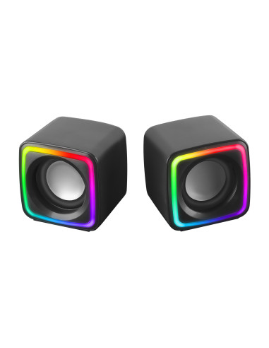 Mars Gaming MSCUBE Negro, Altavoces Gaming RGB Compactos, Procesador Sonido DSP 8W, Control Volumen