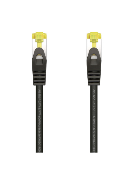AISENS Cable De Red Latiguillo RJ45 LSZH Cat.7 600 MHz S FTP PIMF AWG26, Negro, 25 cm
