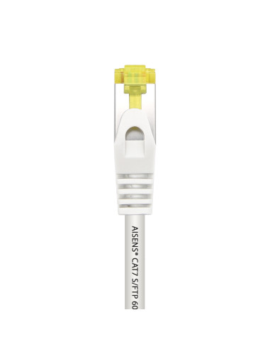 AISENS Cable De Red Latiguillo RJ45 LSZH Cat.7 600 MHz S FTP PIMF AWG26, Blanco, 25 cm