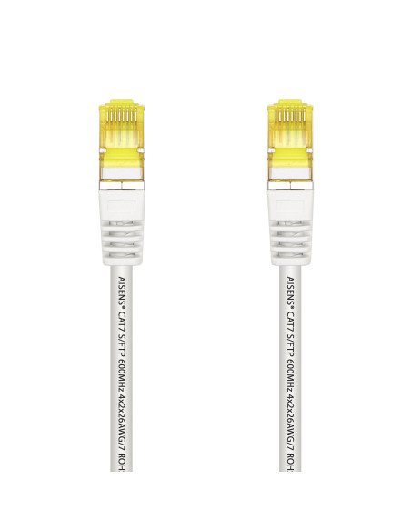 AISENS Cable De Red Latiguillo RJ45 LSZH Cat.7 600 MHz S FTP PIMF AWG26, Blanco, 1.0 m