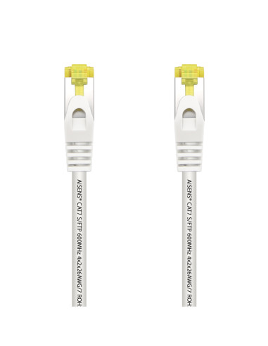 AISENS Cable De Red Latiguillo RJ45 LSZH Cat.7 600 MHz S FTP PIMF AWG26, Blanco, 2.0 m