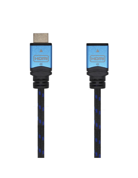 AISENS Cable HDMI V2.0 Prolongador Premium Alta Velocidad   HEC 4K@60Hz 18Gbps, A M-A H, Negro Azul, 3.0m