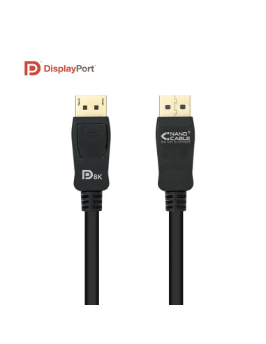 Nanocable Cable DISPLAYPORT 1.4 CERTIFICADO VESA, DP M – DP M, Negro, 1.5 m