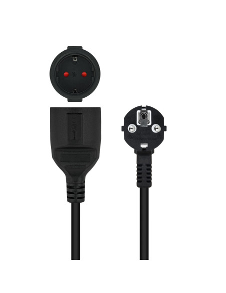 Nanocable Cable de Alimentación Alargador, Negro, 3 m