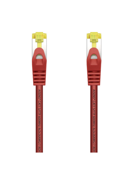 AISENS Cable De Red Latiguillo RJ45 LSZH Cat.7 600 MHz S FTP PIMF AWG26, Rojo, 2.0 m
