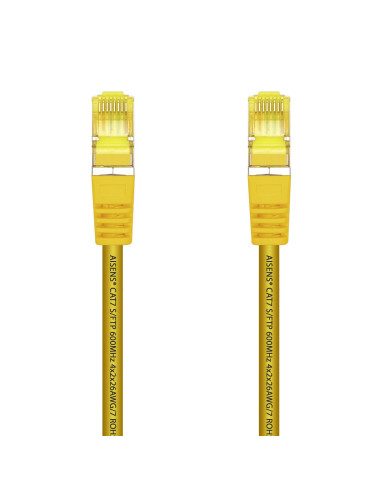 AISENS Cable De Red Latiguillo RJ45 LSZH Cat.7 600 MHz S FTP PIMF AWG26, Amarillo, 0.5 m