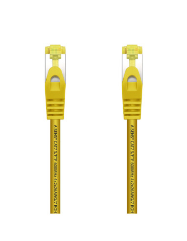 AISENS Cable De Red Latiguillo RJ45 LSZH Cat.7 600 MHz S FTP PIMF AWG26, Amarillo, 1.0 m