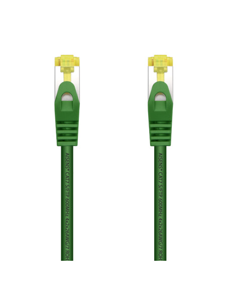 AISENS Cable De Red Latiguillo RJ45 LSZH Cat.7 600 MHz S FTP PIMF AWG26, Verde, 2.0 m