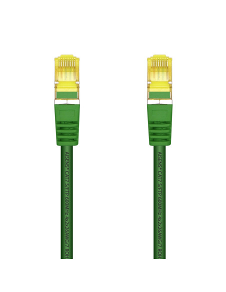 AISENS Cable De Red Latiguillo RJ45 LSZH Cat.7 600 MHz S FTP PIMF AWG26, Verde, 2.0 m