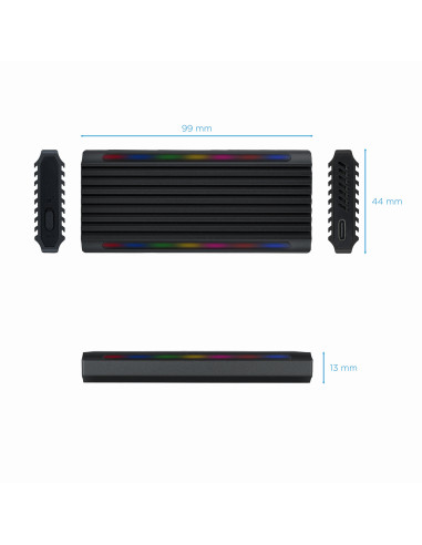 TooQ Shinobi Caja externa para unidad de estado sólido (SSD) Negro M.2