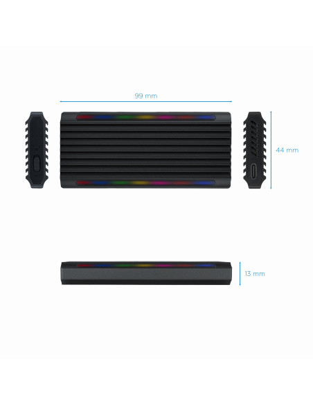 TooQ Shinobi Caja externa para unidad de estado sólido (SSD) Negro M.2