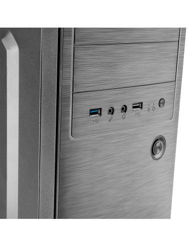 Tacens 2INITIOX, Caja PC Semitorre ATX, Ventilador Lateral 12cm, Frontal Aluminio Pulido, Acero, Negro