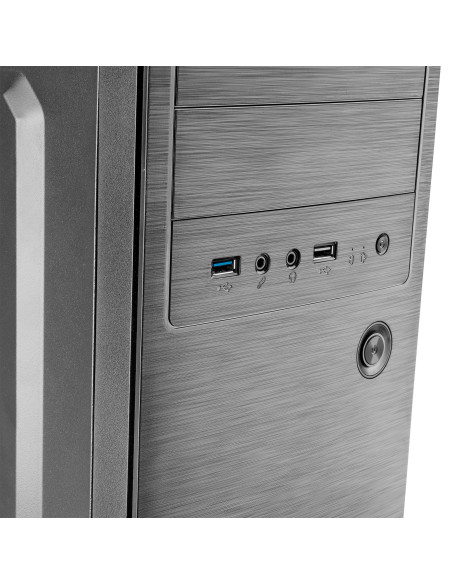 Tacens 2INITIOX, Caja PC Semitorre ATX, Ventilador Lateral 12cm, Frontal Aluminio Pulido, Acero, Negro