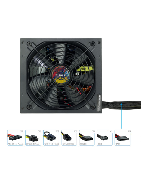 TooQ TQAPOLO-750SP unidad de fuente de alimentación 750 W 20+4 pin ATX ATX Negro