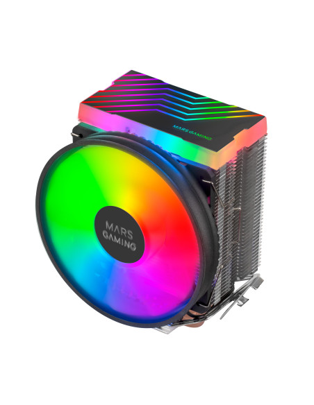 Mars Gaming MCPU33, Disipador CPU Dual FRGB, 3 Heatpipes HCT, TDP 140W, Ventilador Ultra-silencioso PWM 11 cm, Color Negro