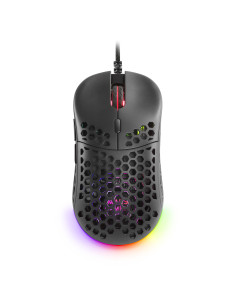 Mars Gaming MM55 Negro, Ratón Gaming RGB Chroma, Ultra-ligero 55g, 12800 DPI, Switches Mecánicos Programables HUANO