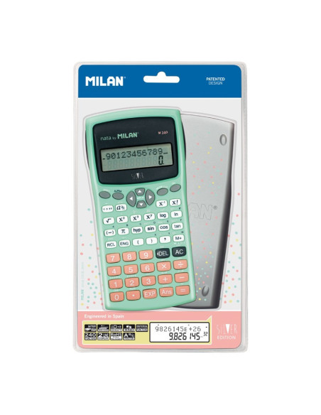 Milan M240 calculadora Bolsillo Calculadora científica Negro, Plata, Turquesa