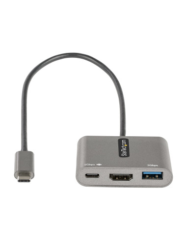 StarTech.com Adaptador Multipuertos USB C, USB Tipo C a HDMI, Vídeo de 4K, PD de 100W, Pass Through, Hub Ladrón USB 3.0 1x USBC